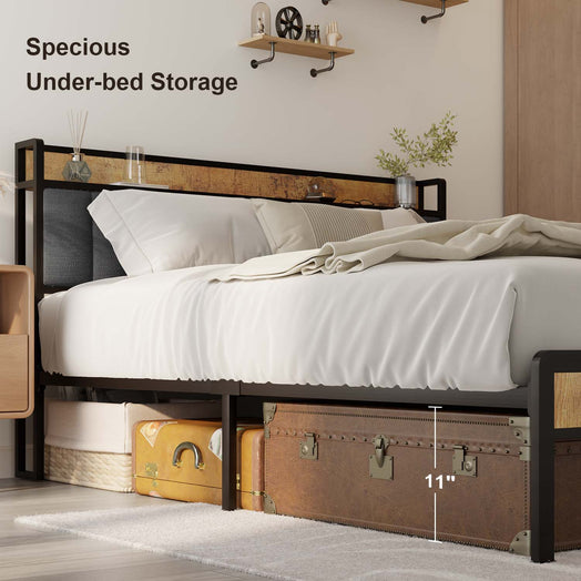 Victure BF22 Bed Frame with Storage Headboard, Large Under Storage